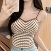 Korean Version of Slim Contrasting Striped Strap Inner Sporty Back and Slim Base Design with Chest Pad Top
