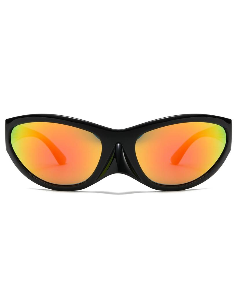 Polarized TR90 Sport Sunglasses for Men and Women Trendy Oval Mirror Cycling Futuristic Eyewear [SHEEN KELLY] Wrap-Around -