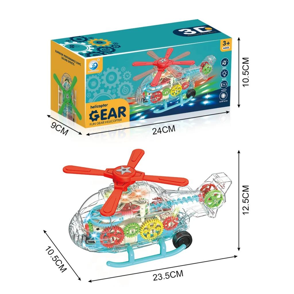 Children's Universal Wheel 360 Degrees Rotate Transparent Airplane with Music Light Model Toys Gift