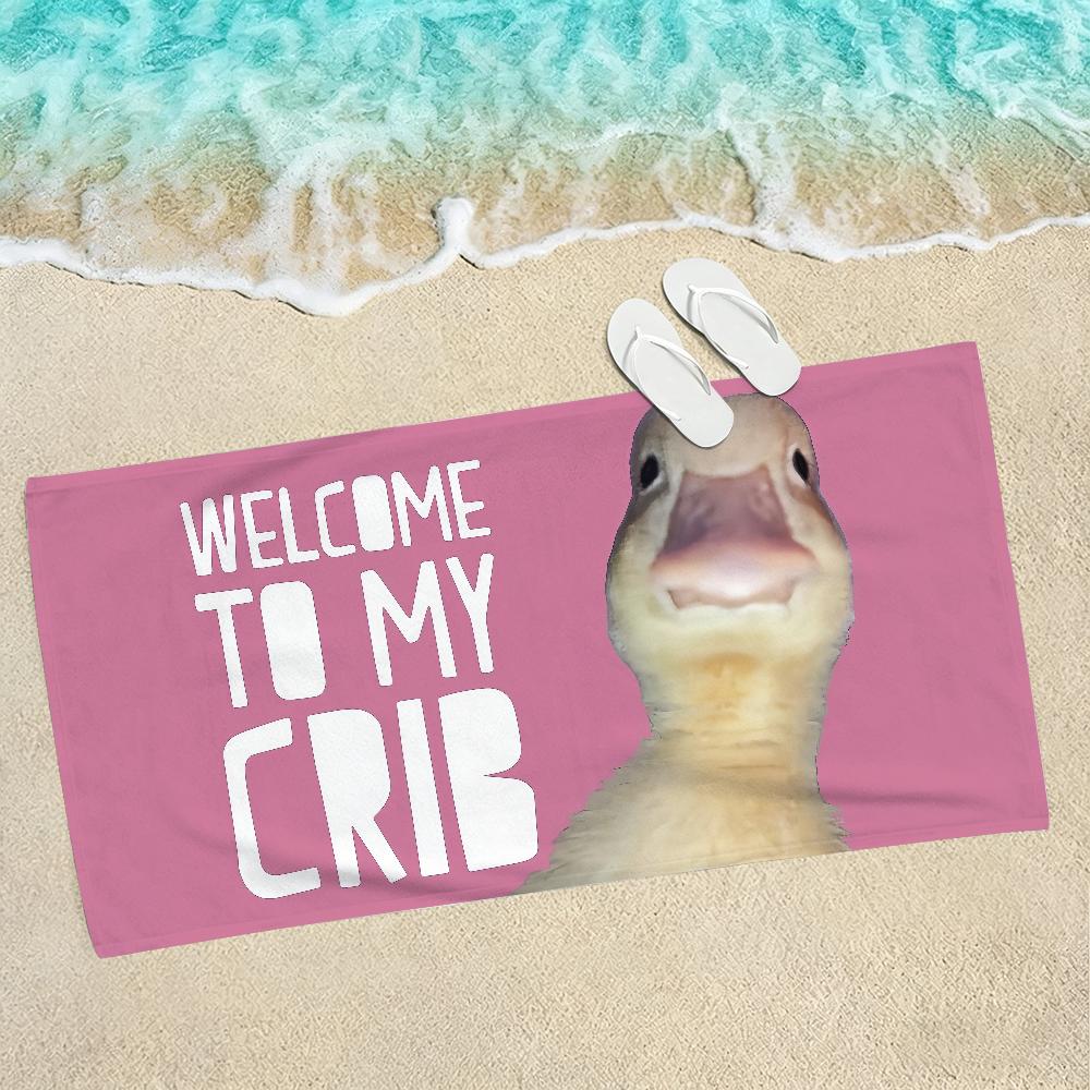 Welcome to My Crib Funny Pet Duck Towel Soft Lightweight Anti-Sand Large Beach Towel Quick-Drying Bath Sports Family