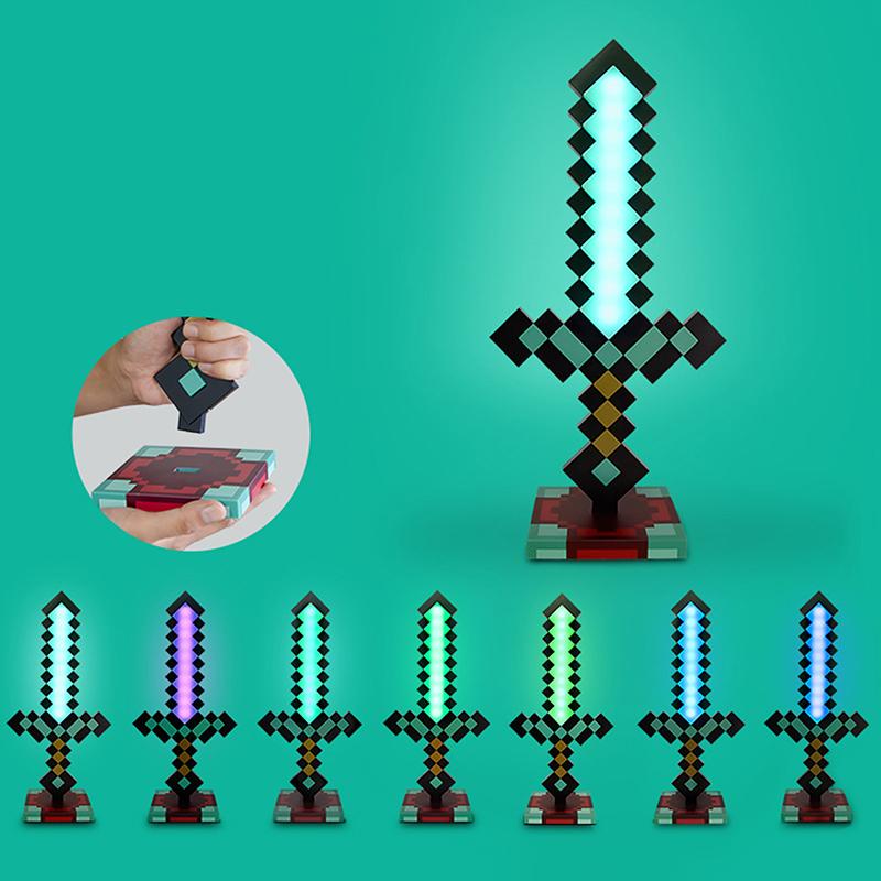 Diamond Sword Night Light Ornament Color Changing Sword Game Accessories Gift Toy Model Desk Lamp Decoration