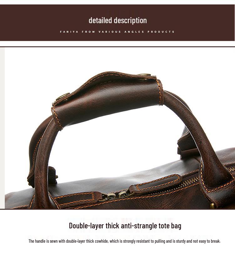 Extra Large Men's Genuine Leather Travel Bag with Shoe Compartment - Handheld, Crossbody, Single Shoulder