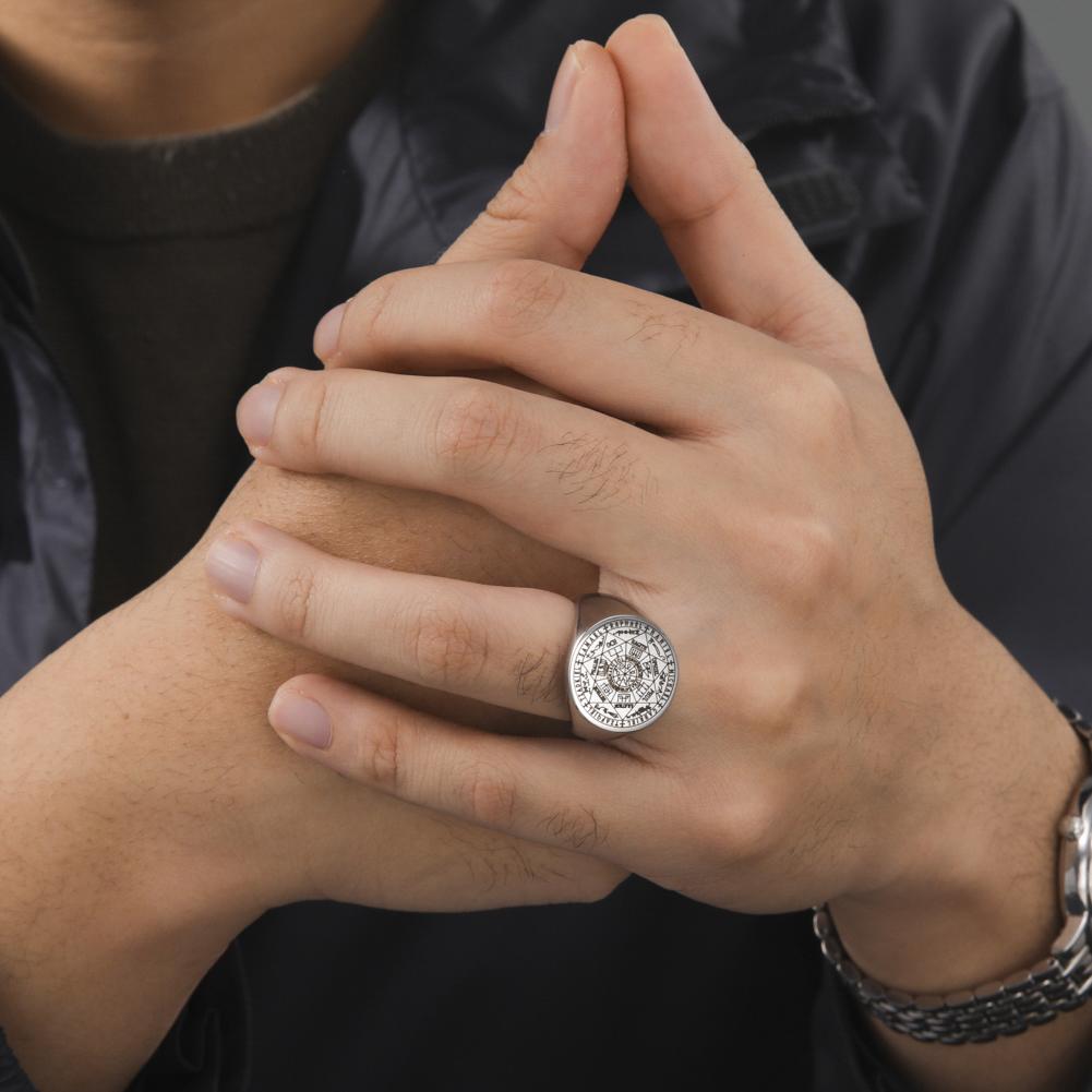 EUEAVAN Zegel van De Zeven Aartsengelen Ring Salomo Kabbala Talisman Hexagram Ringen voor Mannen Geheimen van het Universum Amulet Sieraden