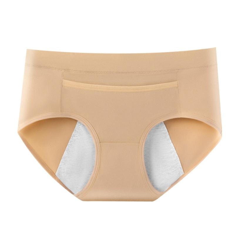 Period Panties Women's Menstrual Underwear Waist Briefs with Front Pocket Design, Absorbent Gusset, Breathable Cotton Blend Wear