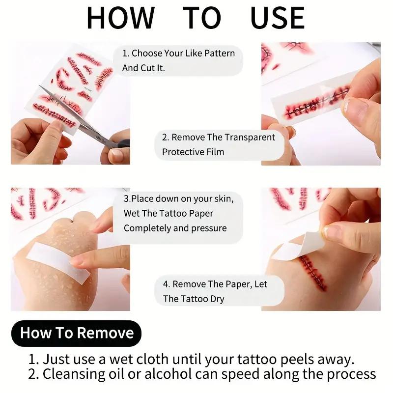 10/5pcs Bloody Wound Scar Stickers Halloween Makeup Temporary Tattoos Fake Zombie Body Art Stickers for Cosplay Parties Pranks