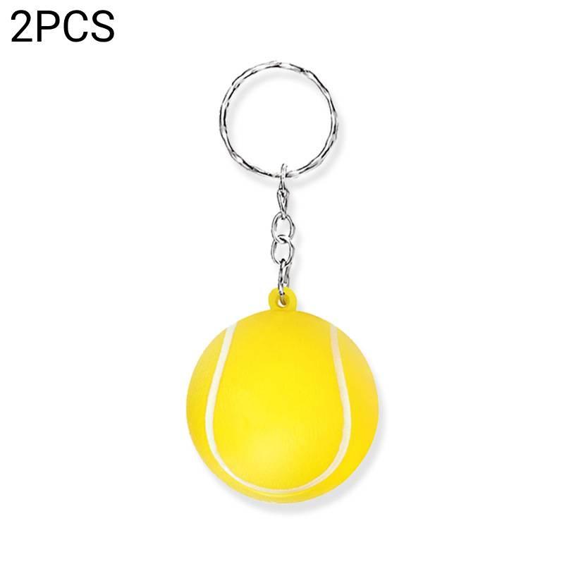 

2 шт. Брелок-подвеска в форме баскетбольного мяча/футбольного мяча, спортивный мячик-антистресс, цепочка-звенья Yellow Tennis