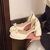 Fashion French Block Heel Baotou Bow Women's 2025 New Summer Temperament Elegant Mary Jane Shoes