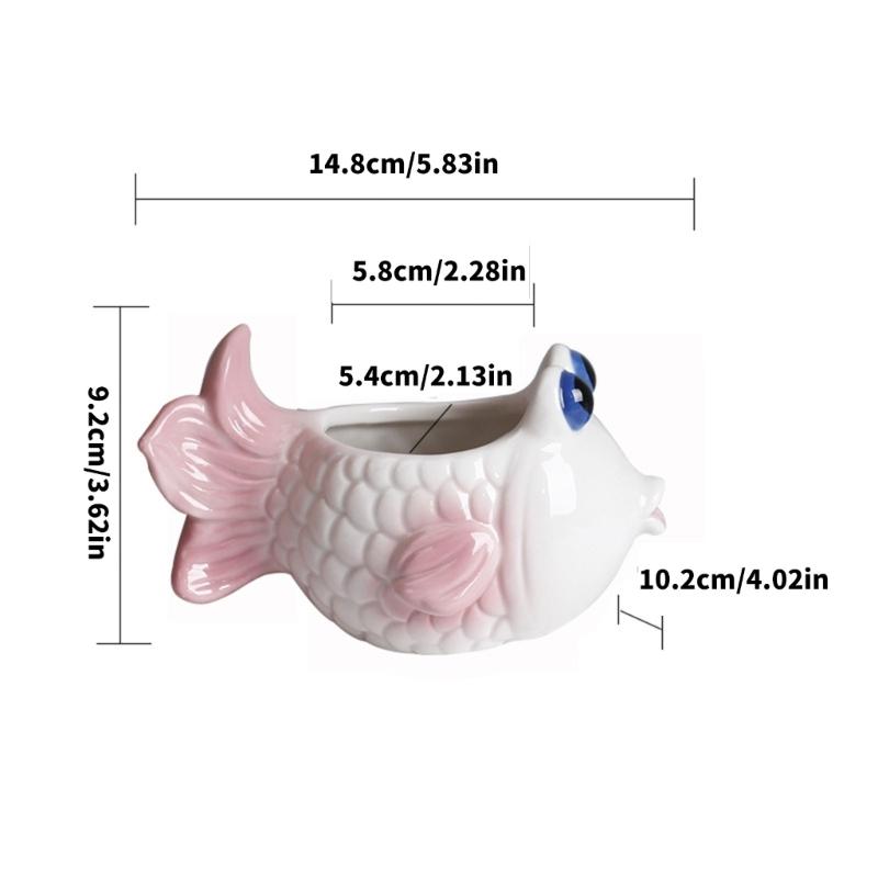 Fish Plant Pot Flowerpot Garden Pot Ceramic Fleshy Plant Pot Planter Plant Holder for Home Office Desk Mini Ornament