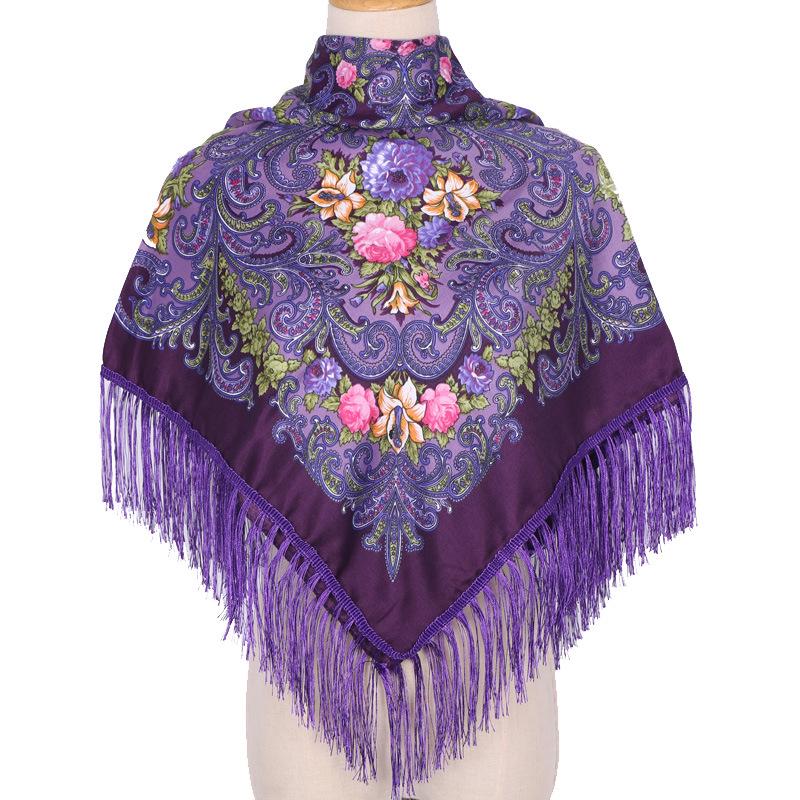 

Женский ретро этнический принт теплая повязка на голову и шаль для путешествий по Синьцзяну 90x90 cm