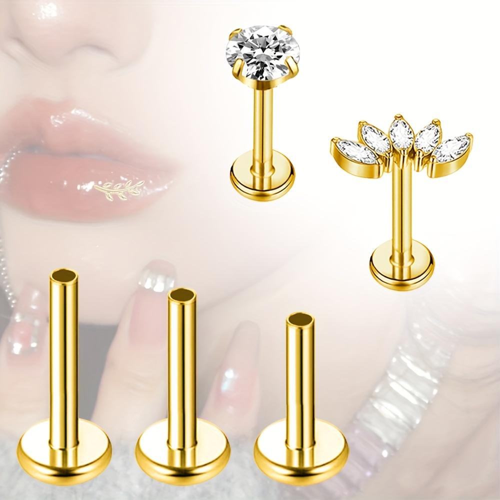 5Pcs Gold Stainless Steel Piercing Rods Set for Lip Ear Nose Studs Unisex Body Jewelry