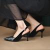 Summer Women's Dress Shoes Slip On Pointed Toe Stiletto Heels Women Sandals Buckle Slingbacks Pumps Sandalias Mujer Talons Femme
