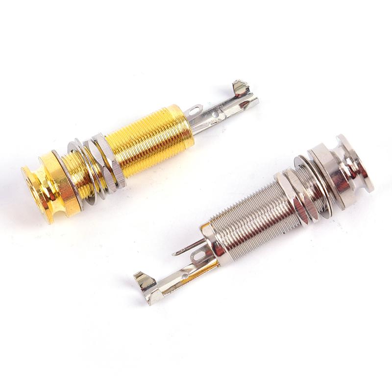 1Pc Brass Electric Guitar Bass Input/Output Mono Long Threaded Jack Socket