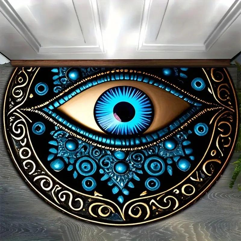 Retro Pebble Semi-circular Floor Mat, Entrance Foyer Carpet, Dirt-resistant and Easy-to-maintain Crystal Velvet Floor Mat