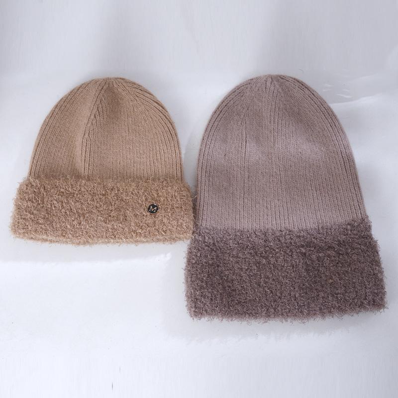 Women's New Rabbit Fur Warm Knitted Hat Korean Style Trendy Versatile Big Head Windproof Ear Protection Wool Hat Men
