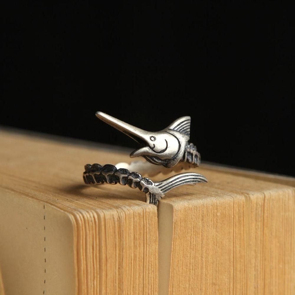 

Silver Color Couple Rings Fish Bone Finger Accessories Fashion Opening Ring Women
