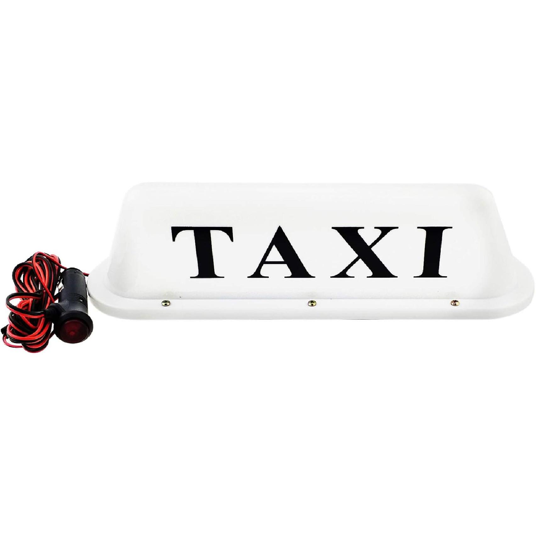 

keehui Yellow Shell withTaxi Sign and Magnetic Base,12VDome Light,Taxi Cab Roof Top Illuminated Sign Topper Car,12V Car Top Light Waterproof with WHITE WITH TAXI LETTER
