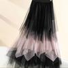 Lady ´s Fashionable Sexy Solid Color Mesh Skirt, Irregular Elastic Tulle Bubble Skirt, Daily Life and Vacation