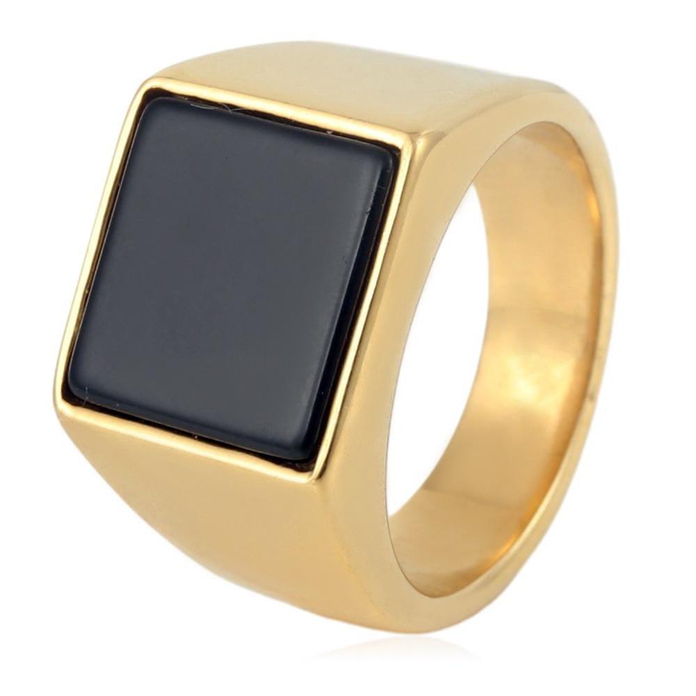 European and American Jewelry Black Glass Ring Retro Trendy Men Black Gemstone Square Ring 2026