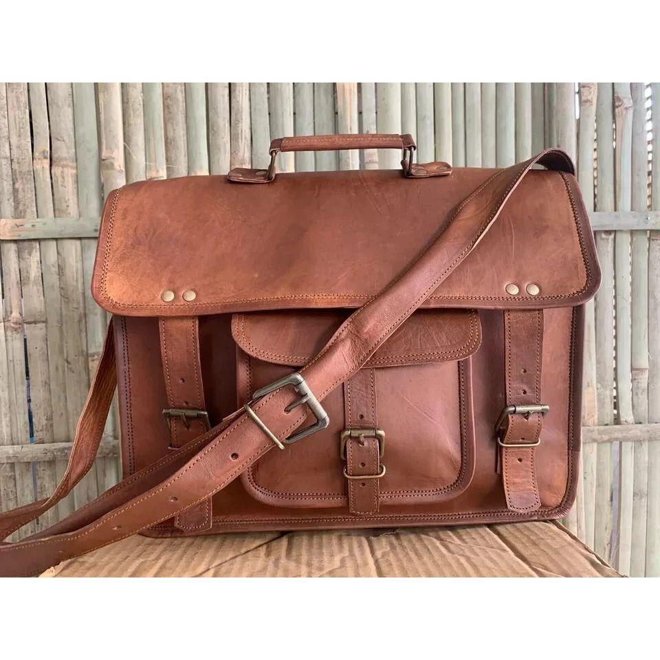 Vintage Briefcase Satchel Soft Leather Ideal for Laptop Messenger Bag Shoulder