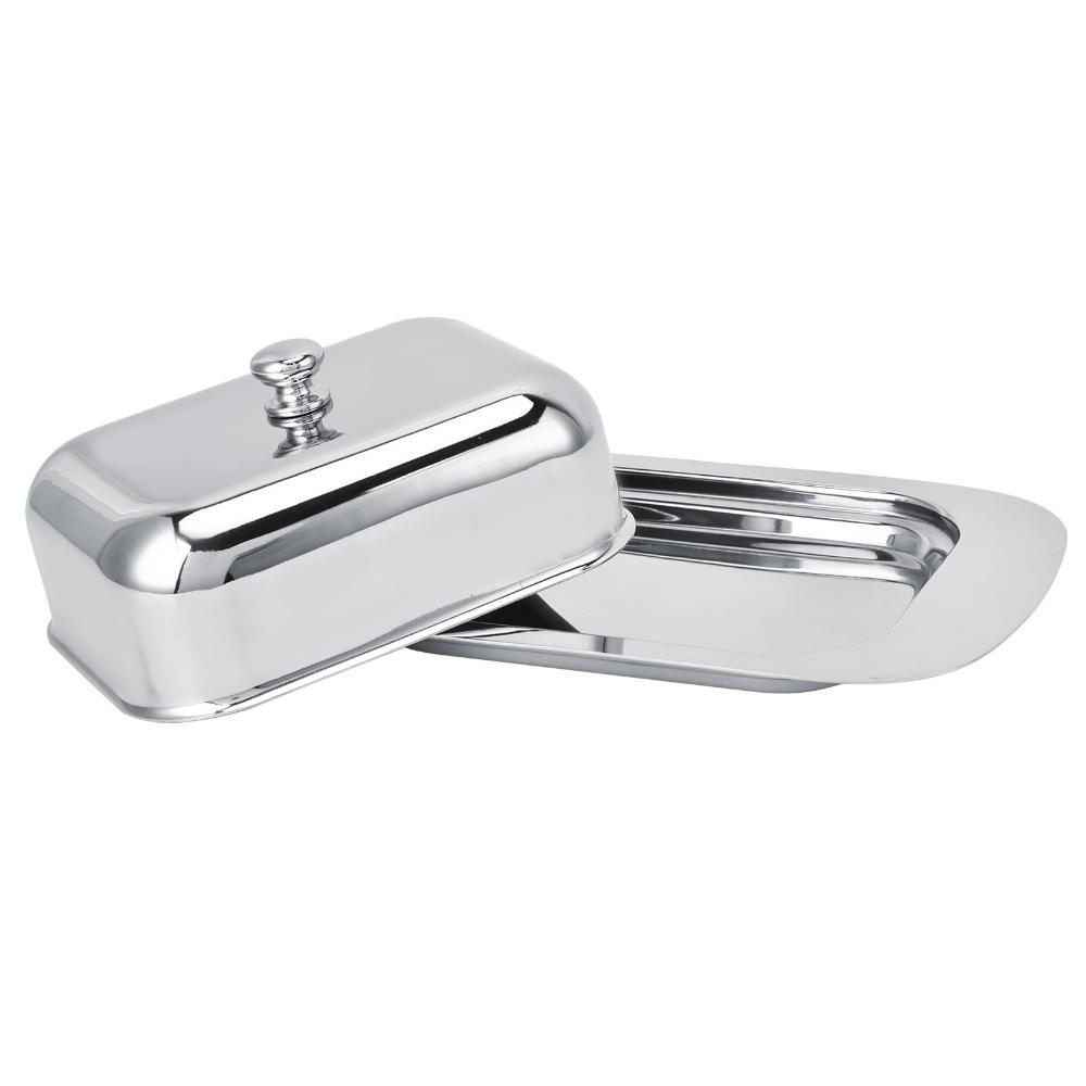 With Cover Handle Cheese Box Container Stainless Steel Metal Cheese Tray Daily Dessert Serving