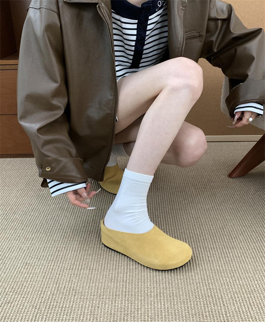 

Внутренний рост маленького человека увеличивается на 7 см~ Кожаные ботинки Бокен для женской осенне-зимней новой ретро танкетки на толстой подошве 39 жёлтый