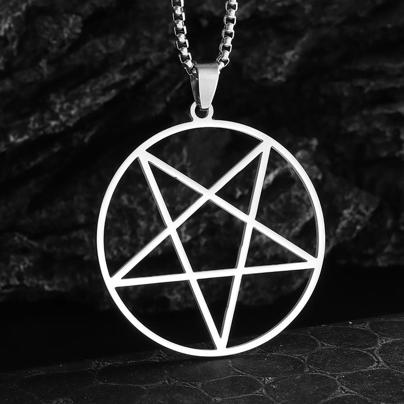Stainless Steel Retro Religious Witchcraft Pentagram Pendant Necklace Men Women Fashion Lucky Jewelry