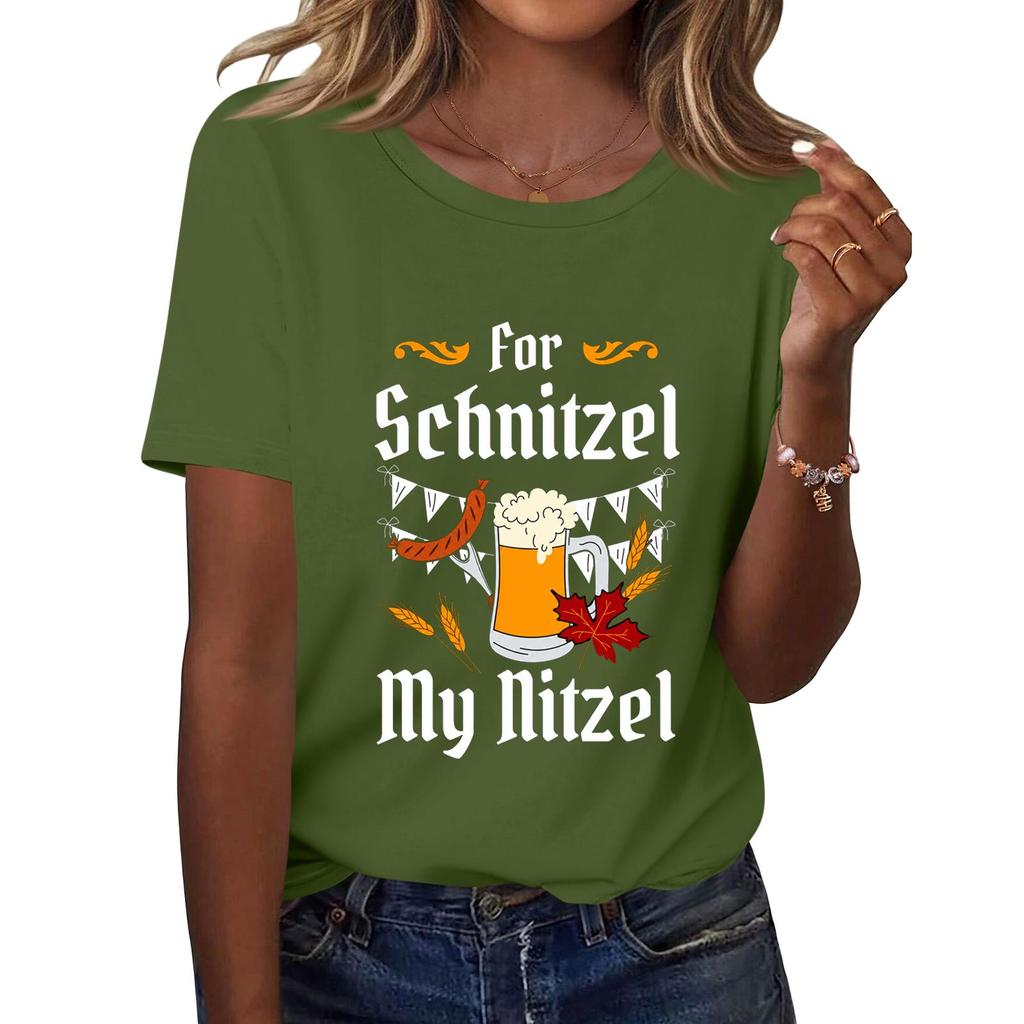 Oktoberfest Letter Print T-Shirt for Men Women, Casual Short Sleeve Tee