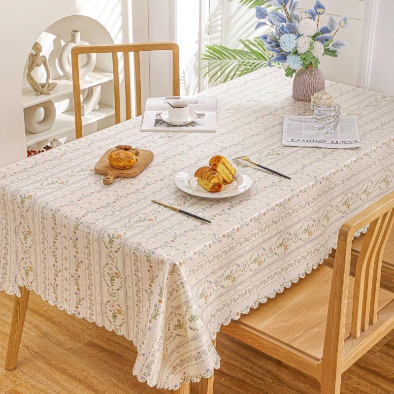 Home Decoration Waterproof and Oil Proof Tablecloth Pastoral Printed Pattern Flowers Geometric Rectangular Dining Table Cloths Kitchen Accessories