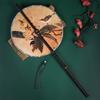 Chinese Style Purple Bamboo Long Handled Tassel with Curly and Winding Fan Hanging Waist Fan Ancient Style Group Fans