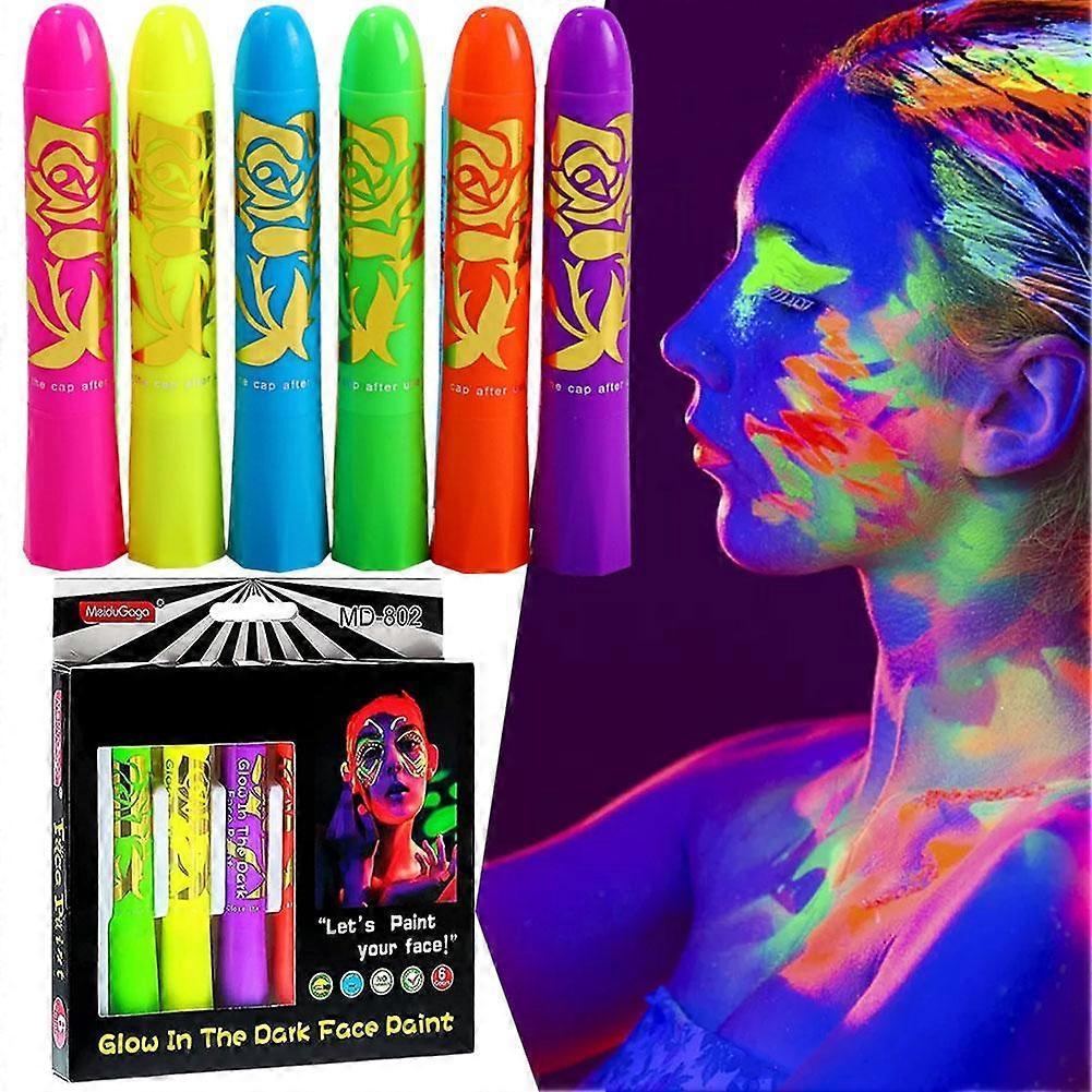 6 PCS Festival Face Paint Luminous Body Painting Professional Face Paint
