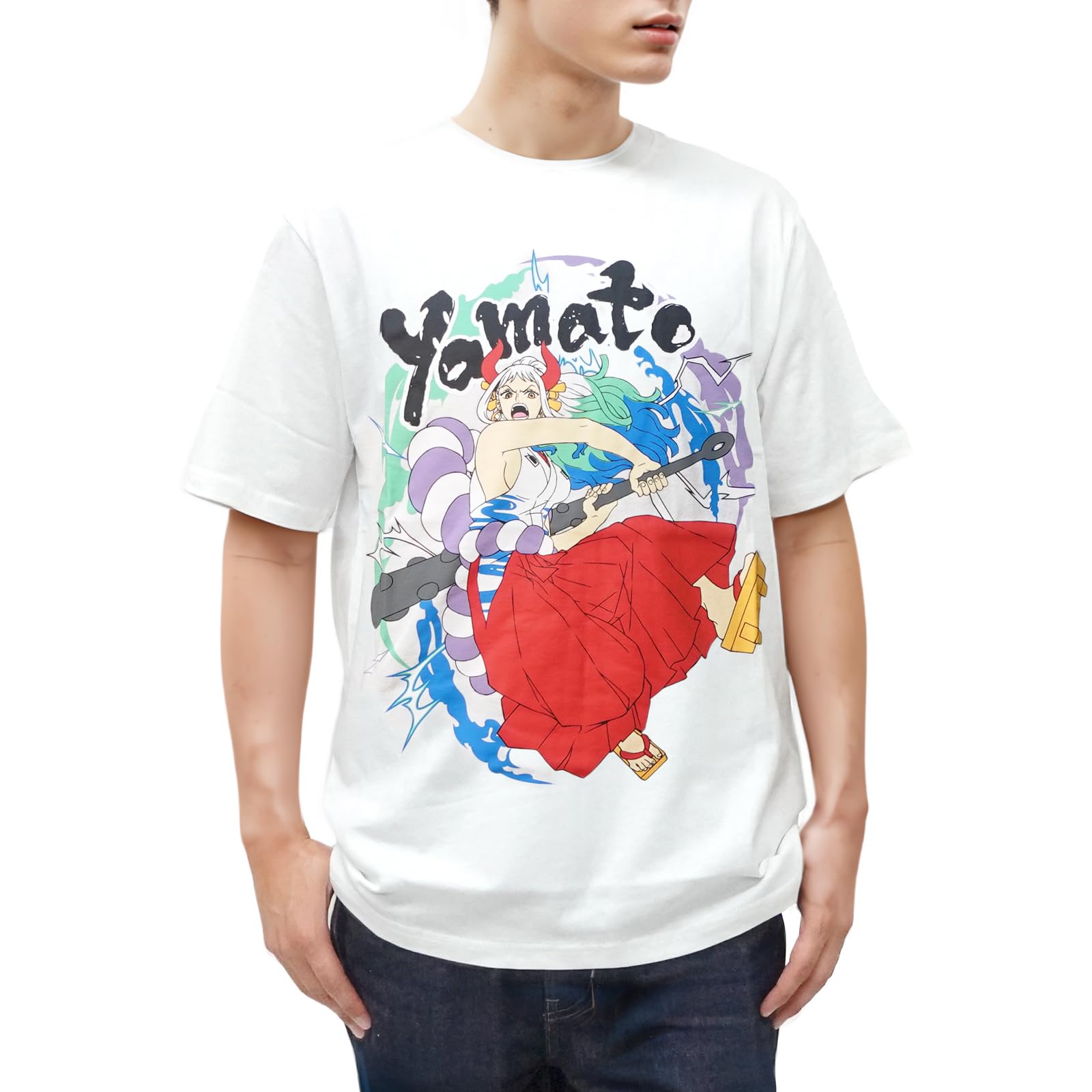 

One Piece Повседневный Ямато Арка Страны Вано Персонаж Короткий Белый Мерч, Рукав, Мужской, белый