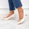 Spring Pointed Toe Low-Cut Rhinestone Buckle Thin Heel Leather Formal Women's Shoes