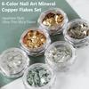 6 Colors Nail Art Mica Flakes Set, Irregular Metallic Gloss Mineral Slices, Shiny Nail Glitter Sequins for Nail Art Decoration