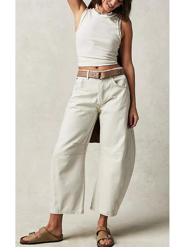 2026 Women's Wide-Leg Mid-Low Waist Washed Denim Jeans