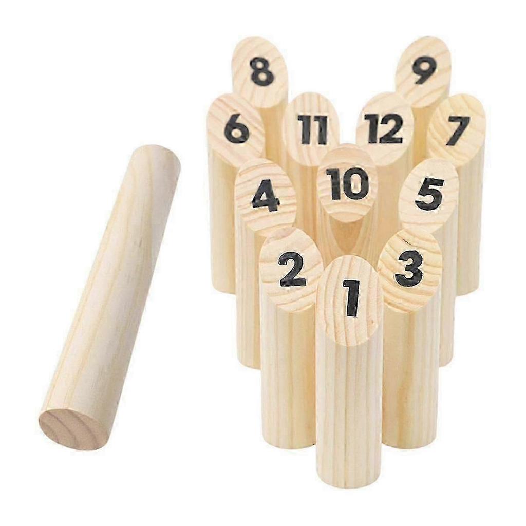 Wooden Numbered Block Tossing Game Throw Bowling Throwing Scatter Family Game Yard Game Set for Party Playground