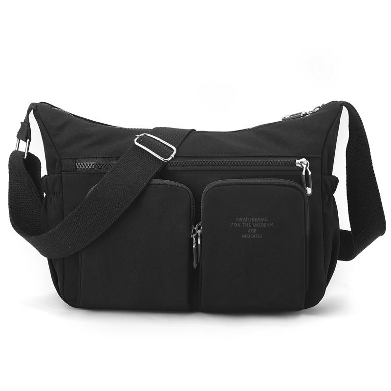 

Женская сумка через плечо однотонная нейлоновая легкая водонепроницаемая сумка для мамы чёрный