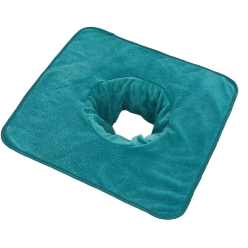 Serviette Visage Massage Épaisse Respirante Douce Serviette Salon de Beauté avec Trou Couleur Unie Coussinets Repose-Tête pour Salons de Beauté