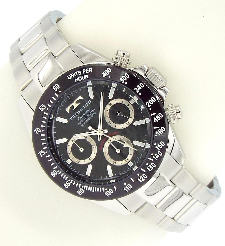 TECHNOS klokke Prominent-serien Technos Kronograf Rustfritt stålkasse Svart Sports Kronograf TAP403ATB