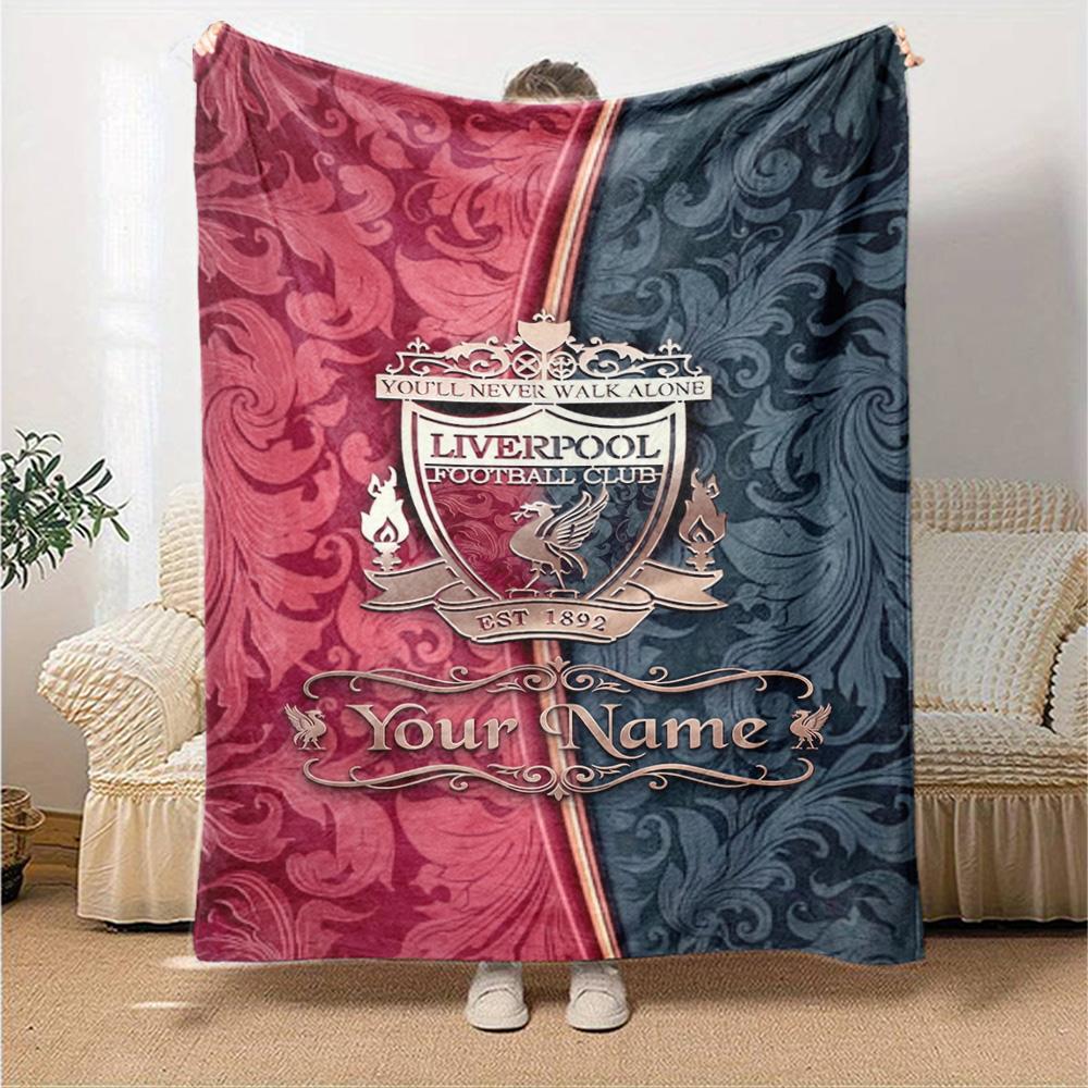 Liverpool Customize Text Blanket Gift Customizable Blanket Comfortable Perfect for Nap Chair Home Decor Picnics All-Season Use