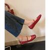Fashion Retro Style Square Toe Women's Mary Jane Shoes Elegant Shallow Dress Flats Leather Footwear for Ladies 2025