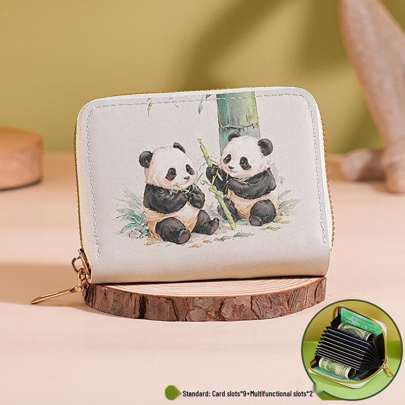 Trendy Panda Minimalist Wallet: Cute Design, Multi-Card Slots, Coin Pocket, Handheld Card Holder.