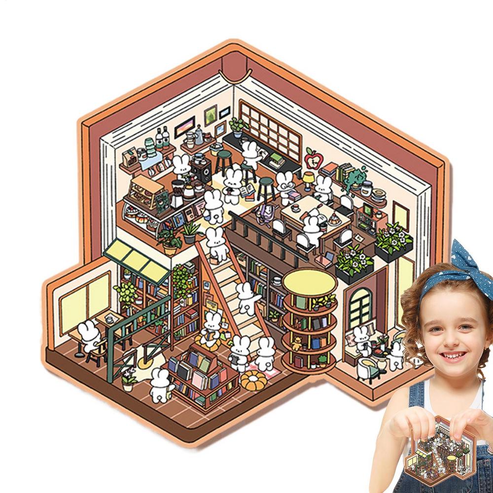 3D Наклейки Сцена Большие Миниатюрные Наклейки Сцена Миниатюрный Дом Наклейки Мультяшные Сцены Домов Наклейки 3D Наклейки Для Комнаты Для