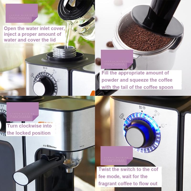 220V 800W Elektrický kávovar / Napěňovač mléka 5 šálků Kancelářské Espresso Italský styl Automatická izolace Elektrický kávovar