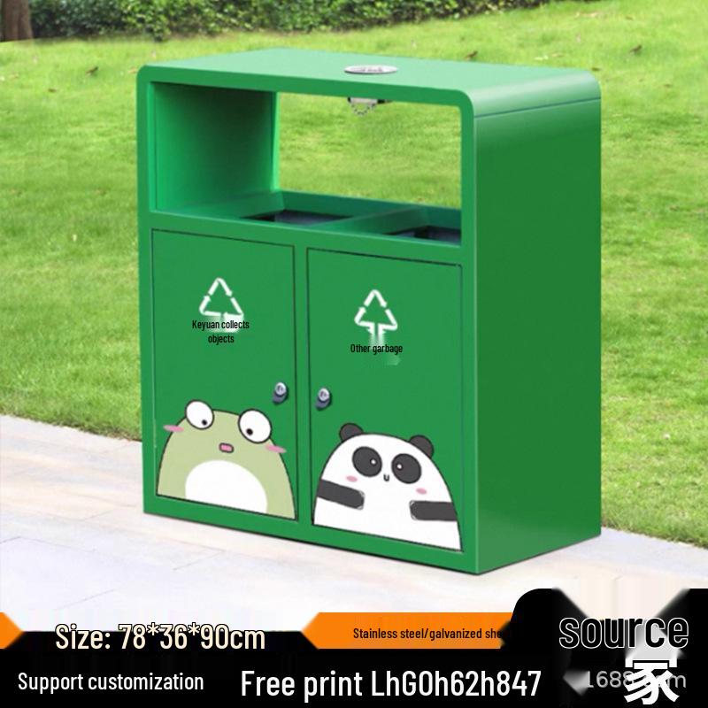 Large Stainless Steel Outdoor Sorting Trash Can for Parks and Commercial Spaces