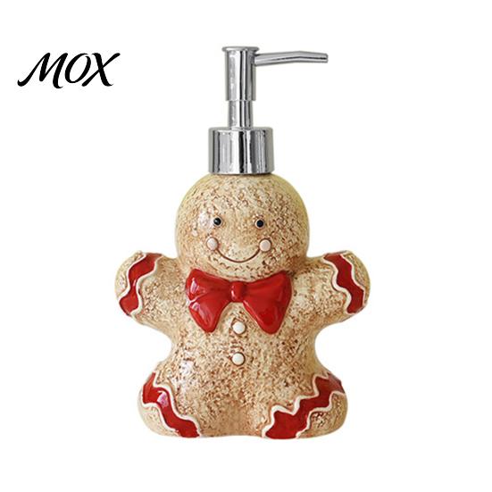 Bear Shape Soap Dispenser Christmas Ceramic Dispenser, Gingerbread Man House Liquid Hand Holiday Container, Refillable Shower Gel Lotion Bottle