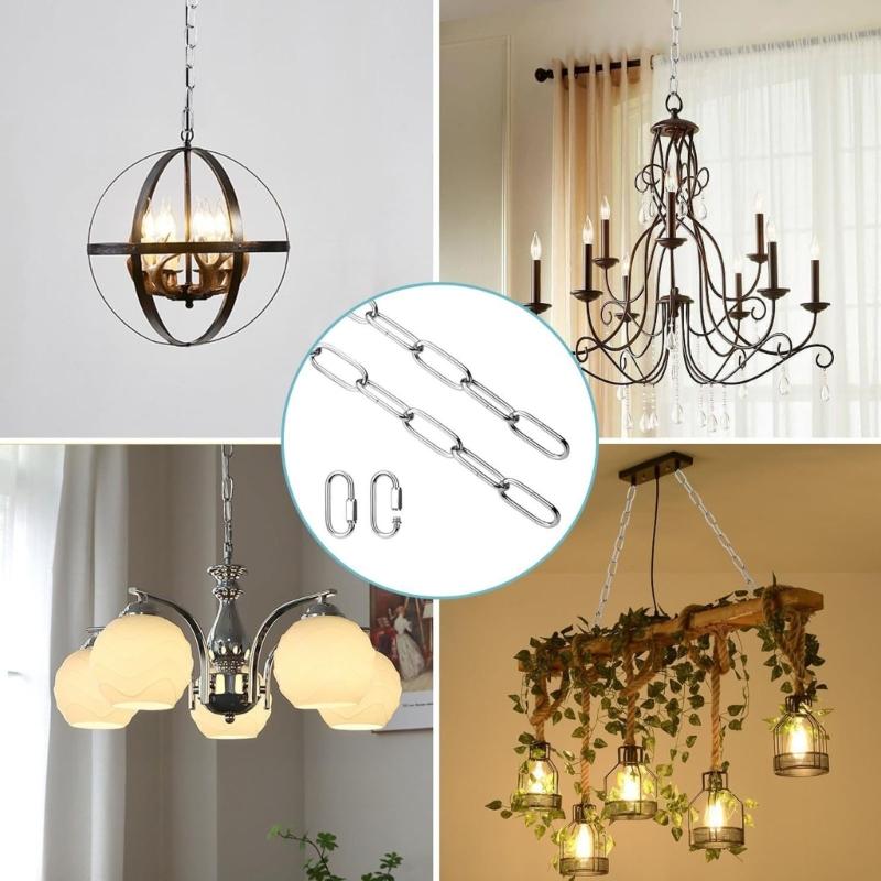 Adjustable Metal Pendant Chandelier Chain with Detachable Link 6 feet Industrial Light Fixture Chain Easy to Install