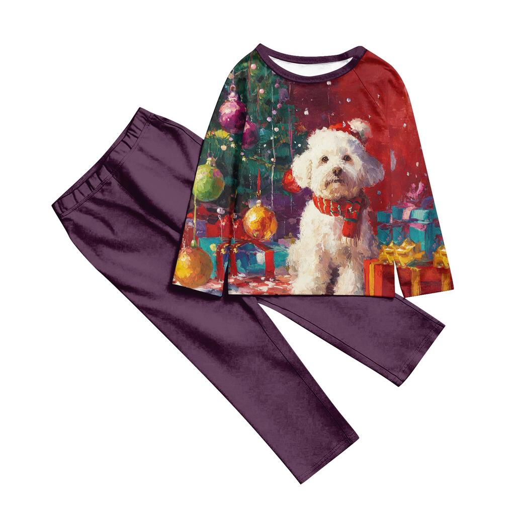 Family Casual Comfortable Long Sleeved Long Pants Christmas Printed Parent-child Set