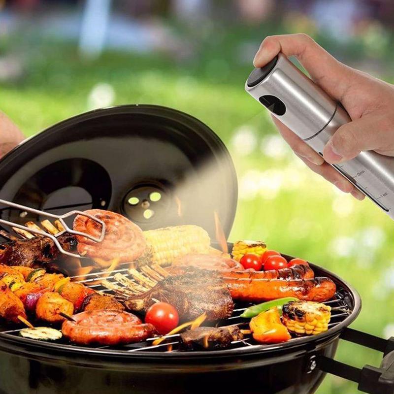 Stainless Steel Spray Push-type Oil Spray Bottle Household Kitchen Oil Spray Bottle Seasoning Barbecue Olive Spray Oil Bottle