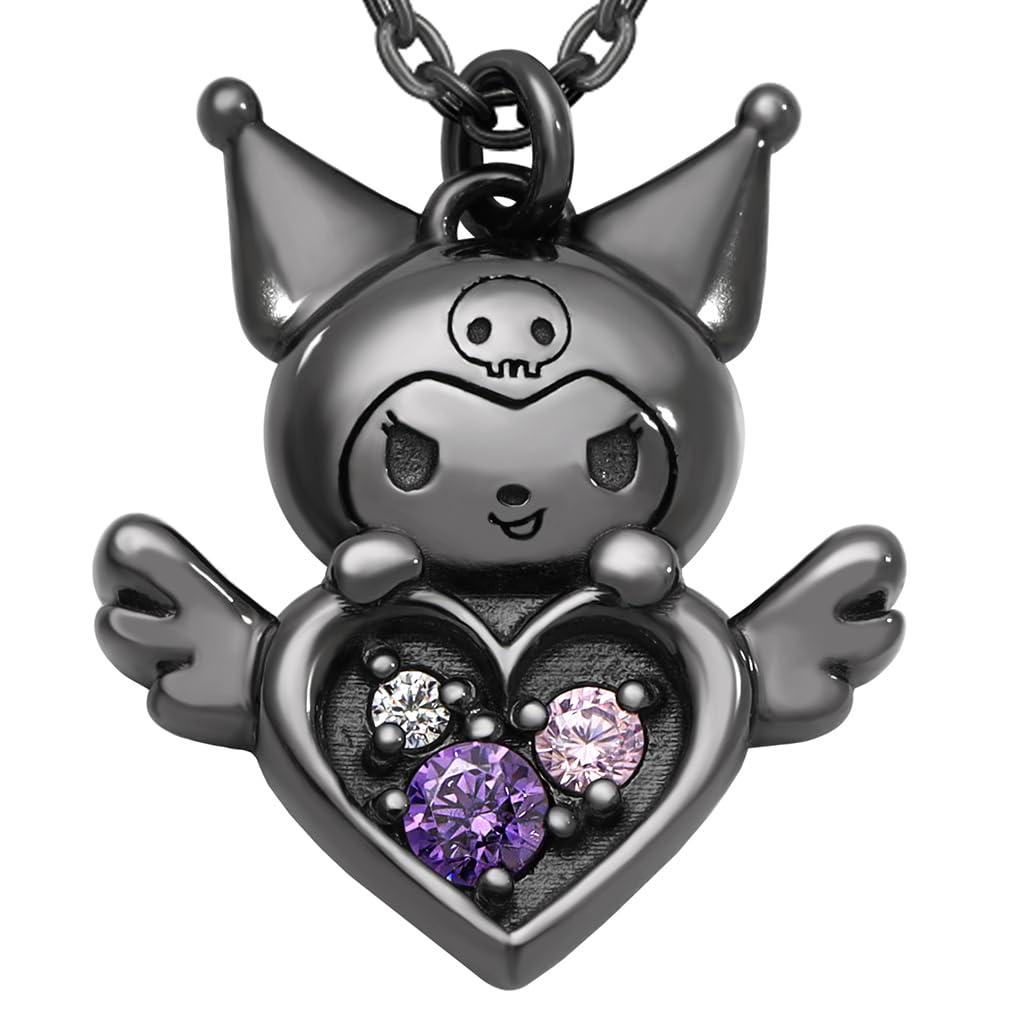 

Gin no Sanrio Limited Edition Kuromi Heart Black Necklace Pendant Silver 925 Kuromi Merchandise for Women [Shinjuku Kura] чорний