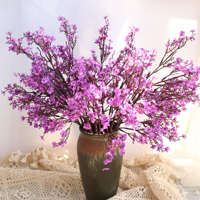 White Artificial Flowers Cherry Blossoms Gypsophila Fake Plants DIY Wedding Bouquet Vases for Home Decor Faux Christmas Branch
